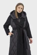 Жіночий однотонний пуховик casual з капюшоном і поясом, реглан рукав Basic (чорний, XL), 27642, 24920 - изображение 2