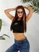 Базовый женский топ в рубчик с вышивкой черного цвета 32405 46/48 - изображение 2