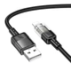 Кабель Hoco Lightning Spirit transparent charging data cable U129 |2.4A, 1.2M| black - зображення 8