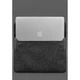 Чехол-конверт с клапаном кожа+фетр для MacBook 15" Черный Crazy Horse - изображение 4
