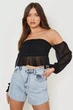 Кроп-топ с длинными рукавами в горошок Boohoo Черный (10382 S/42) - изображение 1