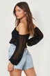 Кроп-топ с длинными рукавами в горошок Boohoo Черный (10382 S/42) - изображение 2