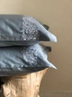 Комплект постільної білизни Cozy сіро-блакитний з вишитими гілками в тон Євро 200*220 см простирадло на резинці - изображение 7