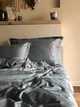 Комплект постільної білизни Cozy сіро-блакитний з вишитими гілками в тон Євро 200*220 см простирадло на резинці - изображение 2