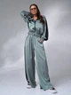 Костюм со штанами и кофтой в стиле casual оверсайз домашний ISSA PLUS 15054 XL оливковый (issa2007682695737) - изображение 1