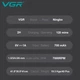 Тример для стрижки VGR V-900, 4 насадки, акумулятор 700 мА·год, 7000 об/хв, LED-дисплей, зелений - зображення 5