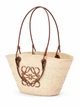 Солом'яна сумка Loewe Anagram large з шкіряними ручками Коричневий - зображення 2