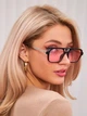 Солнцезащитные очки No Brand авиатор Celebrity с металлическим заушником розовые с черным - изображение 6