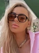 Солнцезащитные очки No Brand авиатор Celebrity с металлическим заушником бежевые с черным - изображение 4