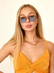 Солнцезащитные очки No Brand авиатор Celebrity с металлическим заушником голубые с оранжевым - изображение 6