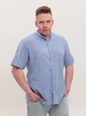 Сорочка чоловіча синя пряма лляна великий розмір 6529-B-3 3XL - зображення 7