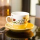 Керамическая чашка с блюдцем для чая и кофе 250 (мл) Желтая - изображение 3