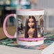 Кружка с рисунком "Скучно жить когда ты..." на подарок для подруги, девушки керамическая 330 мл белая с розовой ручкой - изображение 1