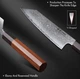 Японський ніж Santoku з дамаської сталі у подарунковій упаковці універсальний TURWHO 5" (Сталь VG10) - зображення 7