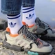 Чоловічі бавовняні спортивні шкарпетки високі з принтом Adidas, Три пари/42-45р. - зображення 5
