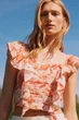 Топ лляний H&M 271224824 L Білий/Персиковий - изображение 2