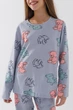 Пижама для девочки SEYKOTEKS K-41076 104-110 см Серый - изображение 3