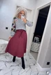 Fashions • замшевая юбка-миди Fashions 46-48 бордовый (4816-ши) - изображение 3