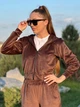 Женский костюм из велюра кофта на змейке с капюшоном и штаны-палаццо Шоколад Maybel XL 220/1 (3790_4) - изображение 2