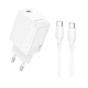 Мережевий зарядний пристрій з кабелем BOROFONE BN28 Fuente single port PD30W charger set (C to C) (EU) White - зображення 1