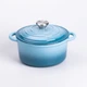 Набір чавунного посуду для приготування з емальованим покриттям Блакитний Yongkang Jiaqi HP-1-7 - зображення 7