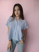Рубашка женская Oversize укороченная в белую полоску Pigalle Голубая 11414 XS (40-42) - изображение 1