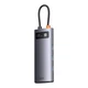 USB-хаб Baseus Metal Gleam Series 4-in-1 Multifunctional Type-C HUB Docking Station Type-C to USB3.0x4 Grey (WKWG070013) - зображення 3