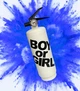 Белый Баллон Гендер Пати 1 кг с Голубой Краской Холи, Gender Party BOY OR GIRL, белый с черной наклейкой - изображение 1