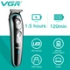 Триммер VGR V-055 4 насадки 500 mAh LED display Black (10477) - изображение 4