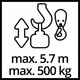 Тельфер Einhell TC-EH 500 (2255140) : 1000 Вт, 250/500 кг Высота подъема без шкива/со шкивом 11,5 м/5,7 м - изображение 10