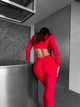 Спортивный комплект «Brazilian» (рашгард с чашками и леггинсы с пуш-ап эффектом), красного цвета, размер S - изображение 9