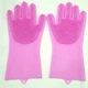 Силиконовые перчатки Magic Silicone Gloves Pink для уборки чистки мытья посуды для дома. Цвет розовый - изображение 6