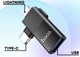 Переходник HOCO UA17 2 в 1 Lightning /TYPE-C ->OTG (USB 2.0) адаптер для подключения флешки к телефону Черный - изображение 4