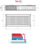 Радиатор HI-THERM 600x1100 мм Тип 22 боковой (PK226001100) - изображение 2