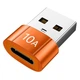 Перехідник адаптер USB 3.0 - Type-C M/F 10Gbps 10A Short Metal Orange (48822) - зображення 1