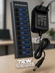 USB HUB 3.0 c дополнительным питанием, 10 USB портов - USB-хаб с блоком питания 24V3A (72W), алюминиевый корпус, usb концентратор (700037) - изображение 1