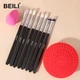 Профессиональные кисти для макияжа BEILI Black 8 единиц с губкой и скраб-подушечкой, натуральный ворс S5161-PS1124 - изображение 2