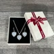 Набор украшений серьги и колье "Сердечки Цирконий в серебре" Fashion Jewelry в сувенирной коробочке (12750) - изображение 4