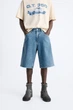 Шорти вільні джинсові Zara Baggy Fit 36 блакитний 5575/498/403 - изображение 2