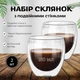 Набор стаканов с двойными стенками для кофе, чая 2х150 мл, стаканы с двойным дном термостойкие - изображение 2