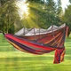 Гамак туристический тканевый с москитной сеткой 240×150 см Hammock, подвесной кемпинговый хлопковый гамак с креплениями и чехлом для дома, дачи, сада, туризма и отдыха, A-001 - изображение 1