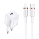 Сетевой адаптер USAMS T36, Type-C to Lightning cable XFK Super Cube Series CC124, 1Type-C, 20W, PD, white - изображение 1