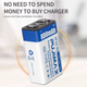 Аккумулятор крона PUJIMAX 9V 800mAh Li-Ion USB type-C комплект 2 шт - изображение 4