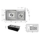 Мойка для кухни с двумя чашами интегрированная Lidz Handmade H7843 (LDH7843BRU35387) Brushed Steel 3,0/1,0 мм - изображение 2