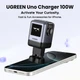 Сетевое зарядное устройство UGREEN X688 USB-A/3xUSB-C 100W Robot GaN Tech Fast Charger Grey (45515B) - изображение 9