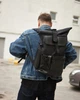 Стильный и практичный рюкзак роллтоп для ноутбука Rolltop для путешествий черного цвета - изображение 2
