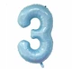 Фольгована кулька Цифра 3, ніжно блакитна (baby blue), 76 см - зображення 1