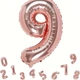 Фольгована кулька Цифра 9, рожеве золото, 76 см - зображення 2