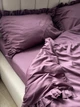 Комплект постільної білизни Cozy з рюшами слива Односпальний 140*200 см, простирадло 130*240 без резинки - изображение 4