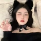 Игровой набор обруч меховые ушки котика и чокер украшение на шею в стиле Лолиты с бантиком и колокольчиком One size Черный (921/12) - изображение 5